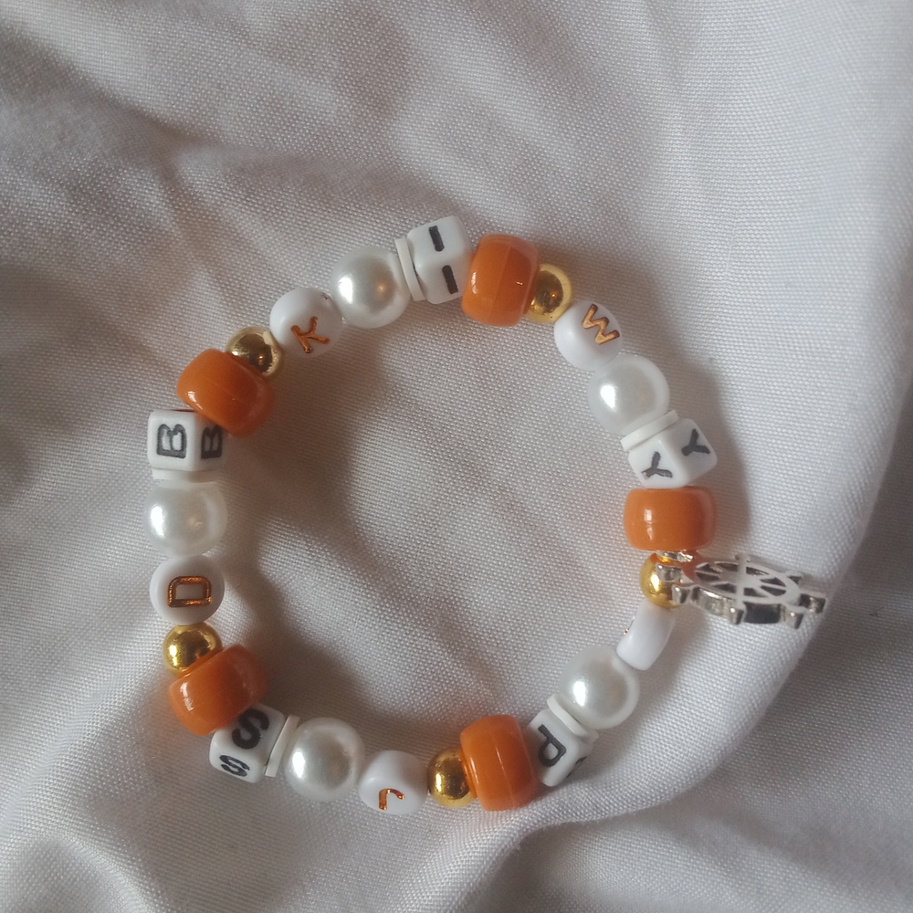 Kids Orange and White Beaded Bracelet